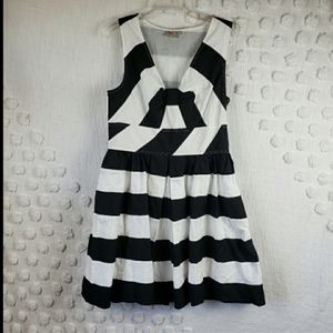eShakti Black & White Striped Dress